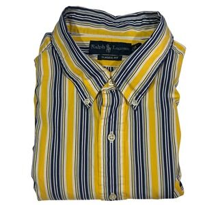 Ralph Lauren‎ Classic Fit Long Sleeve Oxford Dress Shirt XXL Cotton Blue Yellow